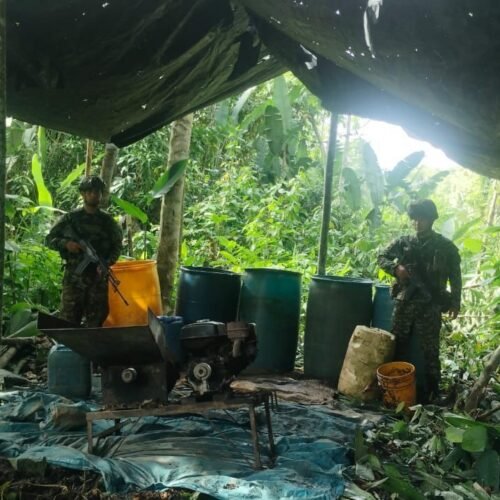 En Roberto Payán, El Charco y Tumaco costa Pacífica nariñense el Ejército Nacional destruyó a disidencias de las Farc 4 laboratorios cocaleros