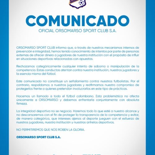 Estalla polémica en Colombia: Orsomarso denunció intentos de soborno a sus futbolistas por temas vinculados a las apuestas deportivas